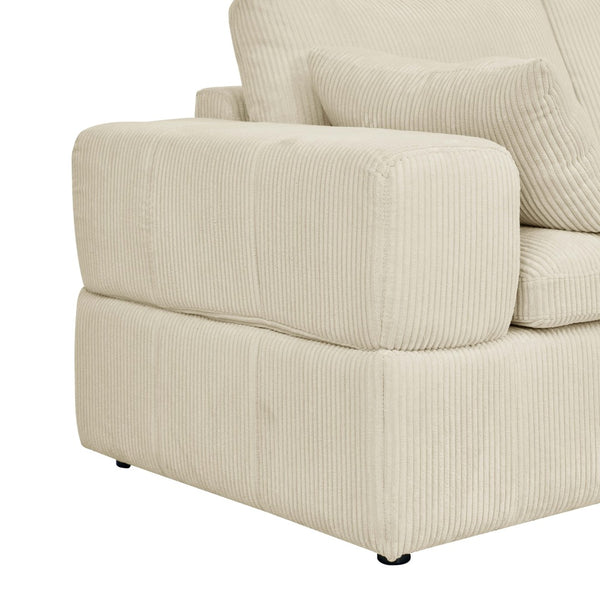 English Elm Large Corduroy Modular Sectional Sofa with Two Ottomans for Family Room Comfort Beige B2748S00041