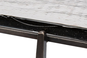 Sarreid Erik Square Side Table - Elegant Casted Glass Top With Forged Iron Base In Antique Nickel Finish Unknown  53953