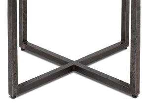Sarreid Erik Square Side Table - Elegant Casted Glass Top With Forged Iron Base In Antique Nickel Finish Unknown  53953