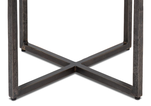 Sarreid Erik Square Side Table - Elegant Casted Glass Top With Forged Iron Base In Antique Nickel Finish Unknown  53953