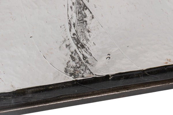 Sarreid Erik Square Side Table - Elegant Casted Glass Top With Forged Iron Base In Antique Nickel Finish Unknown  53953