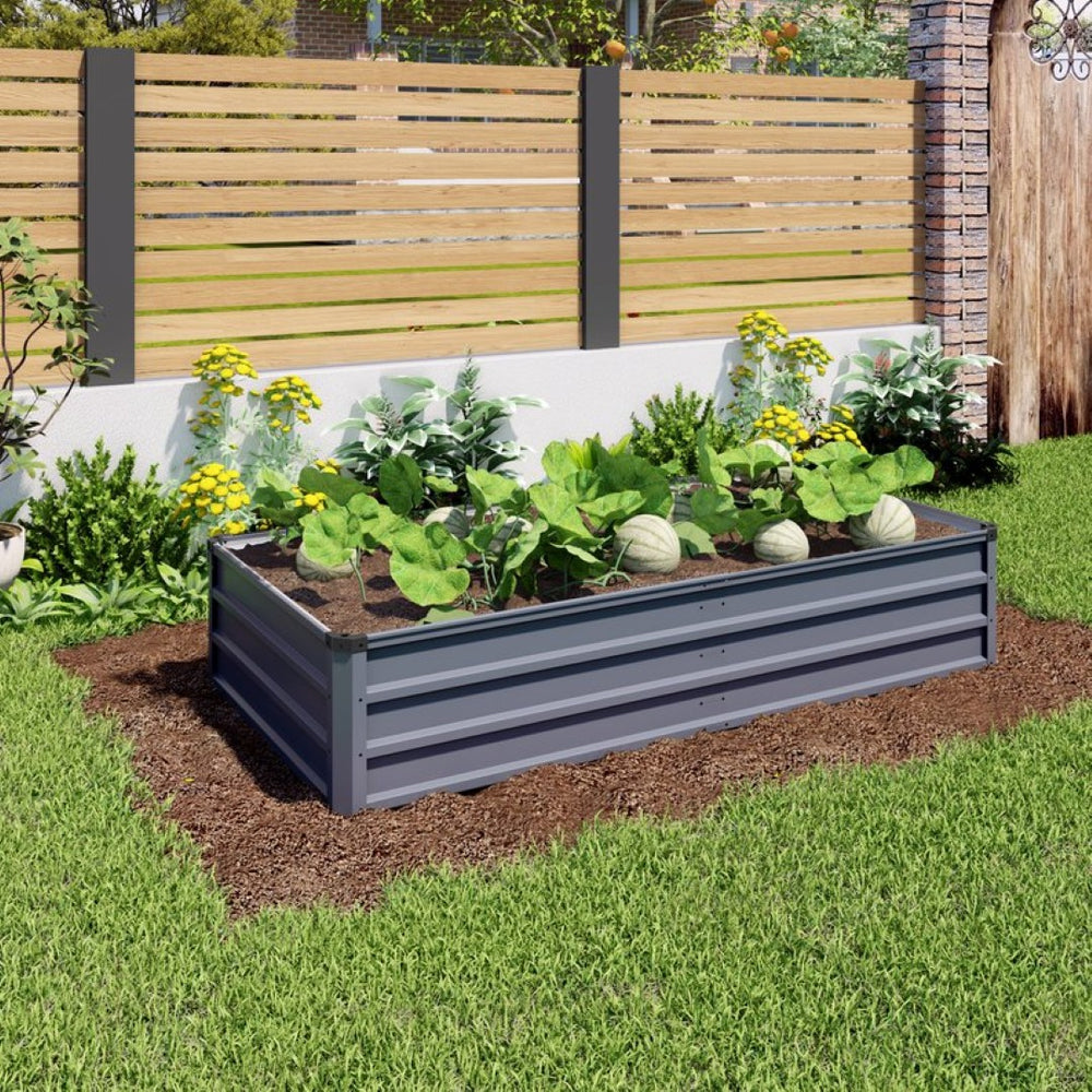 English Elm 6x3x1ft Galvanized Steel Raised Garden Bed Rust Proof Outdoor Planter for Vegetables W3213P464142