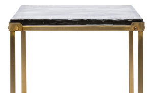 Sarreid Christian Side Table - Elegant Casted Glass Top With Forged Iron Base And Aged Brass Finish Charm Bronze  53955