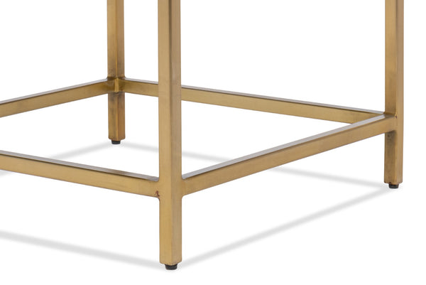 Sarreid Christian Side Table - Elegant Casted Glass Top With Forged Iron Base And Aged Brass Finish Charm Bronze  53955