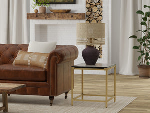 Sarreid Christian Side Table - Elegant Casted Glass Top With Forged Iron Base And Aged Brass Finish Charm Bronze  53955