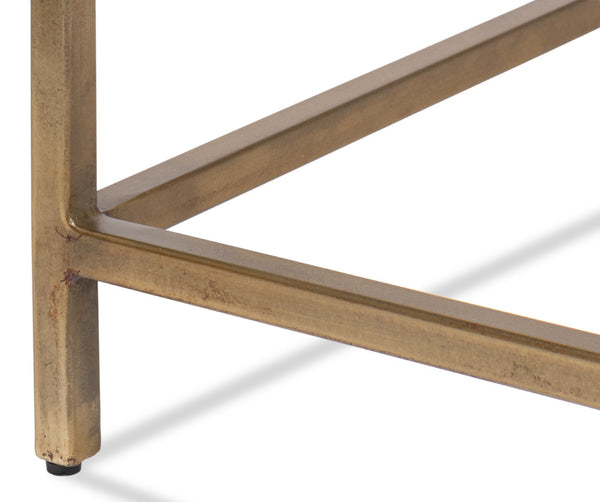 Sarreid Titus Coffee Table - Elegant Cast Glass Top With Forged Iron Base And Aged Brass Finish For Style Bronze  53956