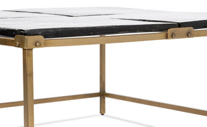 Sarreid Titus Coffee Table - Elegant Cast Glass Top With Forged Iron Base And Aged Brass Finish For Style Bronze  53956