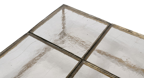 Sarreid Titus Coffee Table - Elegant Cast Glass Top With Forged Iron Base And Aged Brass Finish For Style Bronze  53956