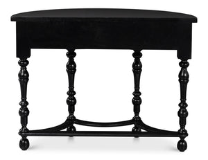 Sarreid Abraham Half Round Console Table - Elegant Acacia Wood Design In Medium High Sheen Black Finish Black  53958