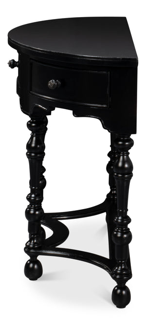 Sarreid Abraham Half Round Console Table - Elegant Acacia Wood Design In Medium High Sheen Black Finish Black  53958