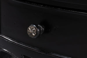 Sarreid Abraham Half Round Console Table - Elegant Acacia Wood Design In Medium High Sheen Black Finish Black  53958