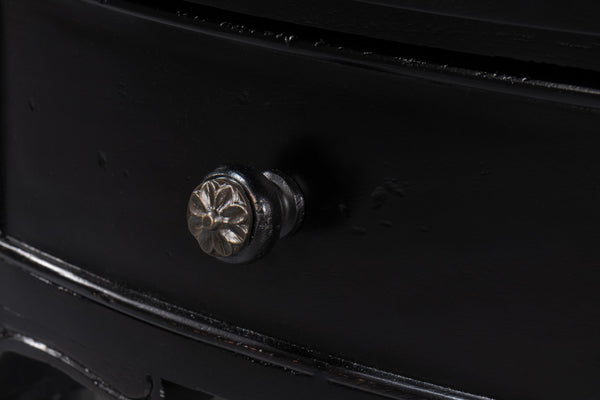 Sarreid Abraham Half Round Console Table - Elegant Acacia Wood Design In Medium High Sheen Black Finish Black  53958