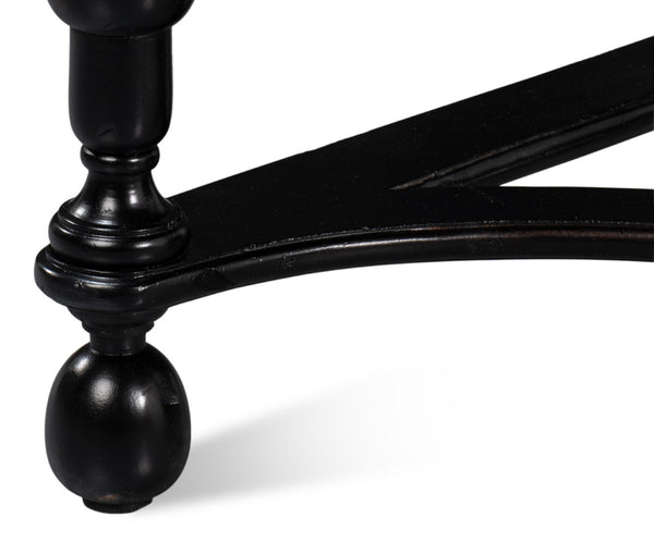 Sarreid Abraham Half Round Console Table - Elegant Acacia Wood Design In Medium High Sheen Black Finish Black  53958