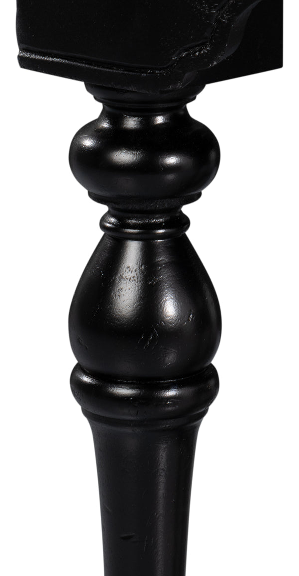 Sarreid Abraham Half Round Console Table - Elegant Acacia Wood Design In Medium High Sheen Black Finish Black  53958