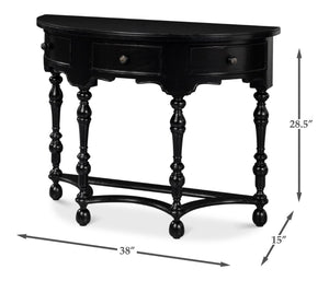 Sarreid Abraham Half Round Console Table - Elegant Acacia Wood Design In Medium High Sheen Black Finish Black  53958