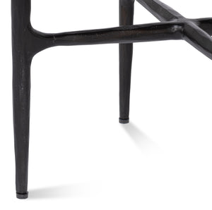 Sarreid Dakor Round Side Table - Elegant Distressed White Marble Top With Rustic Black Forged Iron Base Black  53959