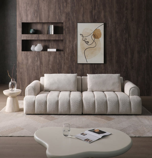English Elm 2ps, Arc Chenille Sectional Sofa with Tufted Back for Apartments and Living Rooms W2664S00079