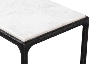 Sarreid Dakor Console Table - Elegant Distressed White Marble Top With Rustic Black Forged Iron Base Design Black  53962