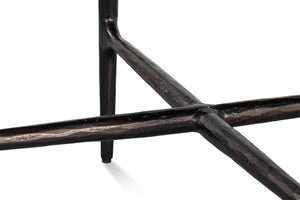 Sarreid Dakor Round Side Table - Distressed White Marble Top With Rustic Black Forged Iron Base Design Black  53963