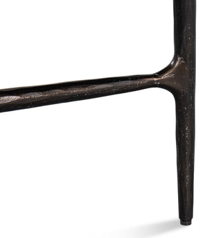 Sarreid Dakor Round Side Table - Distressed White Marble Top With Rustic Black Forged Iron Base Design Black  53963