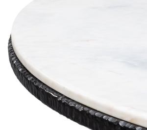 Sarreid Dakor Round Breakfast Table - Elegant Distressed White Marble With Rustic Black Forged Iron Base Black  53965