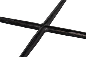 Sarreid Dakor Round Breakfast Table - Elegant Distressed White Marble With Rustic Black Forged Iron Base Black  53965