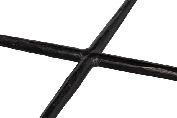 Sarreid Dakor Round Breakfast Table - Elegant Distressed White Marble With Rustic Black Forged Iron Base Black  53965