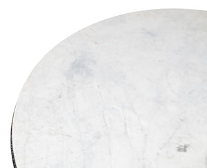 Sarreid Dakor Round Breakfast Table - Elegant Distressed White Marble With Rustic Black Forged Iron Base Black  53965