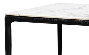 Sarreid Dakor Dining Table - Stunning Distressed White Marble Top With Rustic Black Forged Iron Base Black  53966