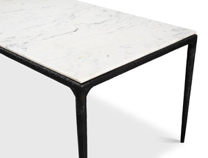 Sarreid Dakor Dining Table - Stunning Distressed White Marble Top With Rustic Black Forged Iron Base Black  53966