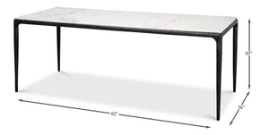 Sarreid Dakor Dining Table - Stunning Distressed White Marble Top With Rustic Black Forged Iron Base Black  53966