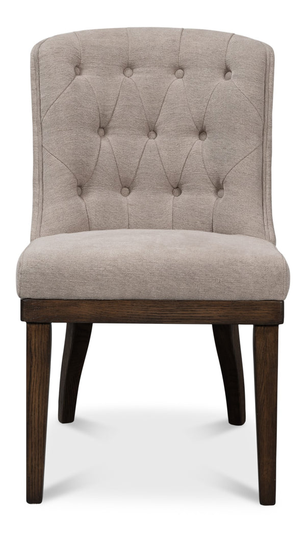 Sarreid Lyra Side Chair - Elegant Ash Wood Frame With Soft Fabric Upholstery For Stylish Comfort & Durability Beige  53967