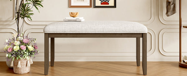 English Elm Upholstered Bench with Padded Seat and Solid Wood Legs, 39.75" Contemporary Entryway and Bedroom Accent Piece Beige+Brown N752P271804D