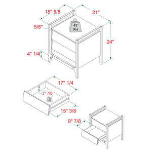 English Elm Walker Edison - Scandi Caramel Solid Pine Nightstand with Angled Drawer Fronts, Minimalist Modern Design, Sustainable Wood B185P168966