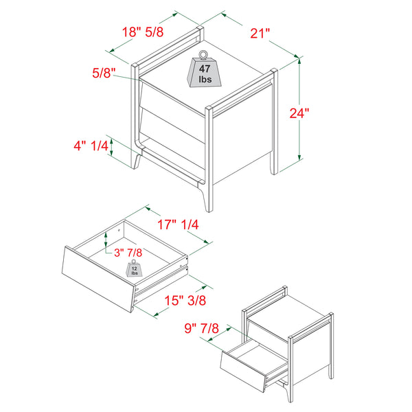 English Elm Walker Edison - Scandi Caramel Solid Pine Nightstand with Angled Drawer Fronts, Minimalist Modern Design, Sustainable Wood B185P168966