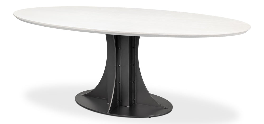 Sarreid Aminah Dining Table - Stylish Acacia Wood & Iron With Gunmetal Finish For Modern Dining Spaces White  53971