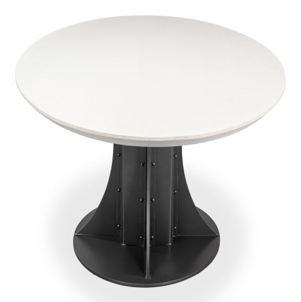 Sarreid Aminah Dining Table - Stylish Acacia Wood & Iron With Gunmetal Finish For Modern Dining Spaces White  53971