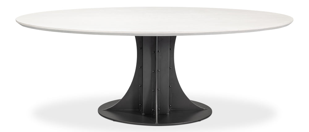 Sarreid Aminah Dining Table - Stylish Acacia Wood & Iron With Gunmetal Finish For Modern Dining Spaces White  53971