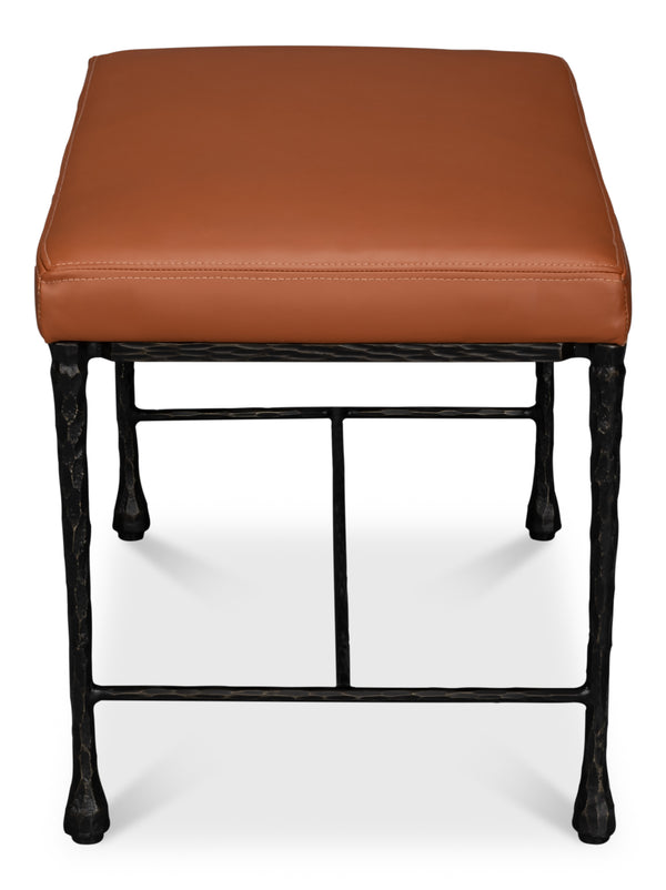 Sarreid Kings Road Leather Bench - Luxurious Cowhide Upholstered Design With Sturdy Iron Frame For Style Brown  53972