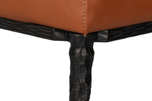 Sarreid Kings Road Leather Bench - Luxurious Cowhide Upholstered Design With Sturdy Iron Frame For Style Brown  53972