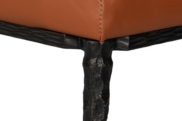 Sarreid Kings Road Leather Bench - Luxurious Cowhide Upholstered Design With Sturdy Iron Frame For Style Brown  53972