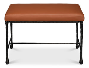 Sarreid Kings Road Leather Bench - Luxurious Cowhide Upholstered Design With Sturdy Iron Frame For Style Brown  53972