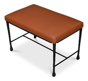 Sarreid Kings Road Leather Bench - Luxurious Cowhide Upholstered Design With Sturdy Iron Frame For Style Brown  53972