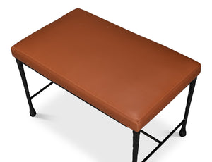 Sarreid Kings Road Leather Bench - Luxurious Cowhide Upholstered Design With Sturdy Iron Frame For Style Brown  53972