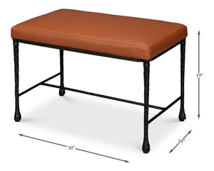 Sarreid Kings Road Leather Bench - Luxurious Cowhide Upholstered Design With Sturdy Iron Frame For Style Brown  53972