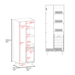 English Elm Storage Cabinet Elegant 70.9" Tall White Engineered Wood with 2 Doors 1 Drawer 3 Shelves Stable Legs B097S00216