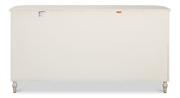 Sarreid Charity Sideboard - Elegant Covet White Tulip Wood With Soft Close Cane Doors For Modern Homes White  53975