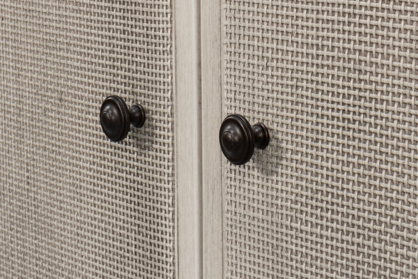 Sarreid Charity Sideboard - Elegant Covet White Tulip Wood With Soft Close Cane Doors For Modern Homes White  53975