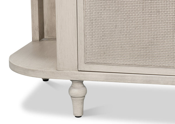 Sarreid Charity Sideboard - Elegant Covet White Tulip Wood With Soft Close Cane Doors For Modern Homes White  53975