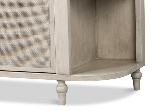 Sarreid Charity Sideboard - Elegant Covet White Tulip Wood With Soft Close Cane Doors For Modern Homes White  53975